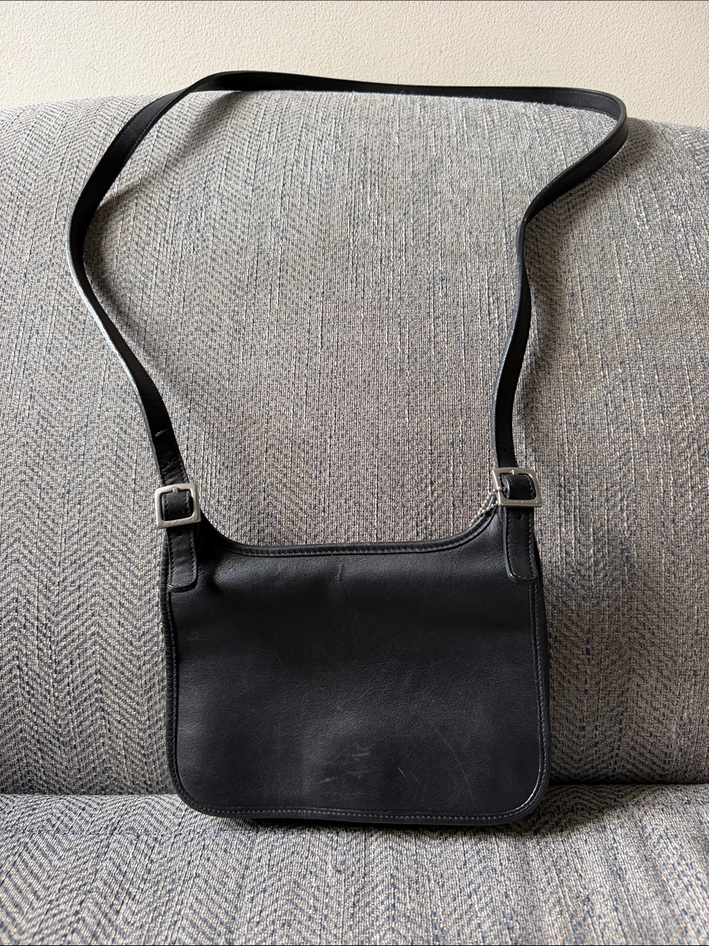 Coach Vintage Hippie Flap Black Leather Crossbody Bag